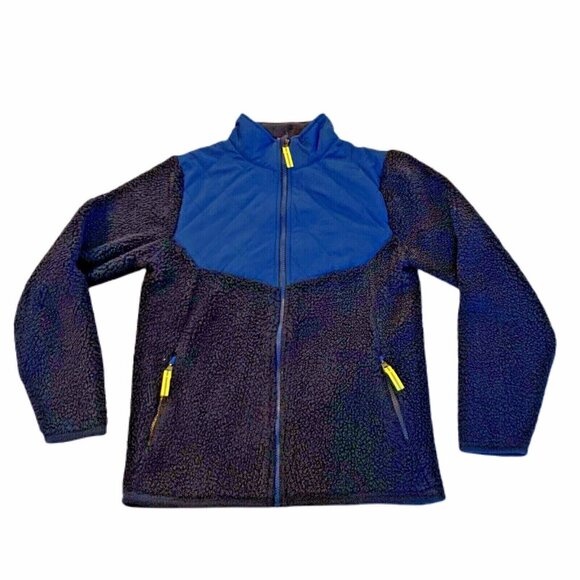 Champion C9 Blue Jacket Youth Sz L 12-14 Full Zip Polyester Fleece Fuzzy Quilted - Picture 8 of 11
